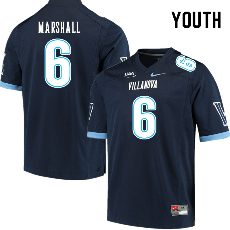 Youth #6 Devon Marshall Villanova Wildcats College Football Jerseys Stitched Sale-Navy